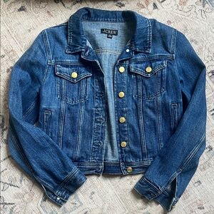 J.Crew Medium Blue Denim Trucker Jacket with Gold Buttons